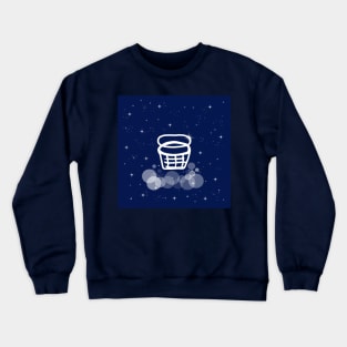 basketball basket, basket, basketball, sport, sports, ball, game, night, technology, light, universe, cosmos, galaxy, shine, concept, illustration Crewneck Sweatshirt